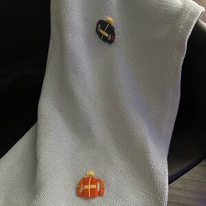 Bella Bliss Baby Blanket Cotton Handmade Peru Blue Knit Crochet Jacket Motif